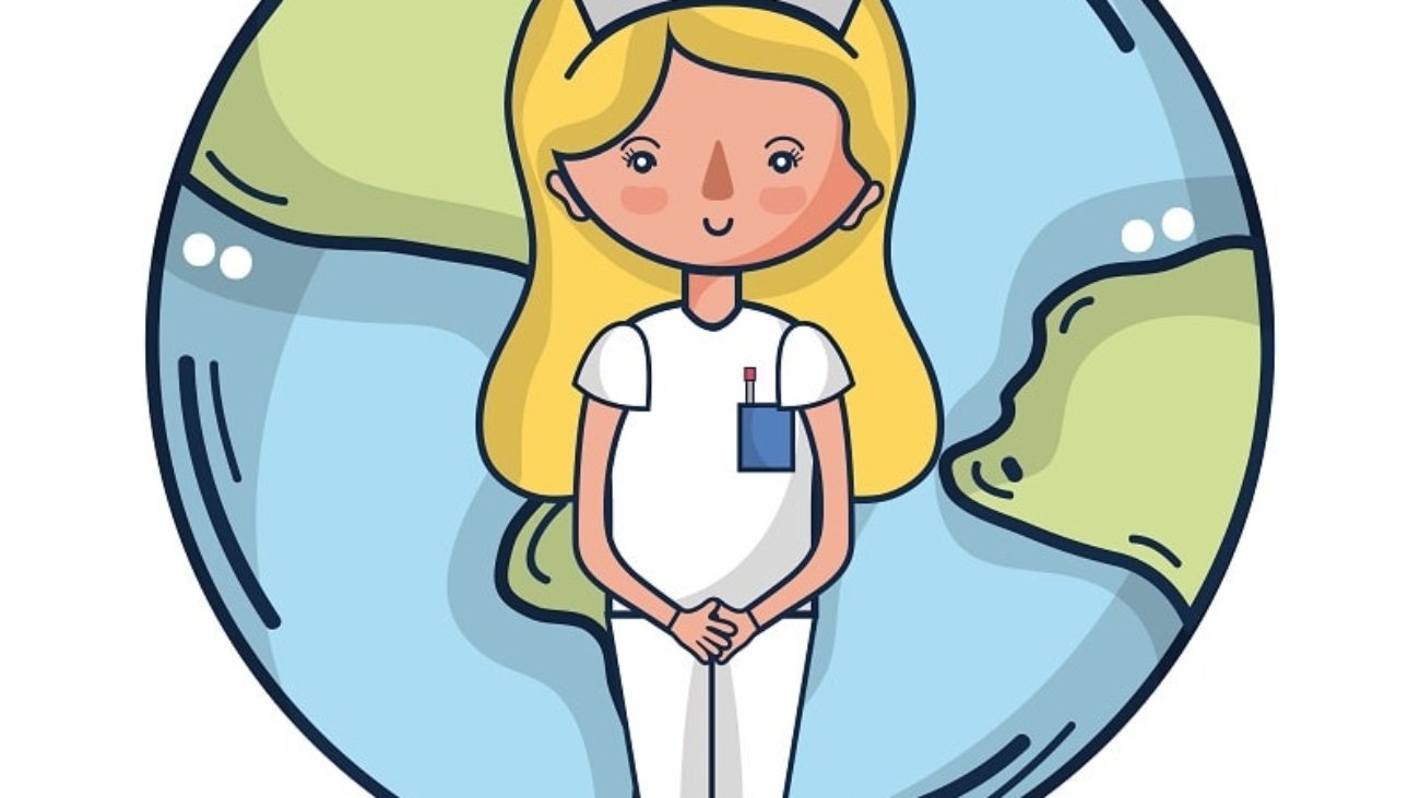Woman doctor cartoon over earth world vector illustration graphic design