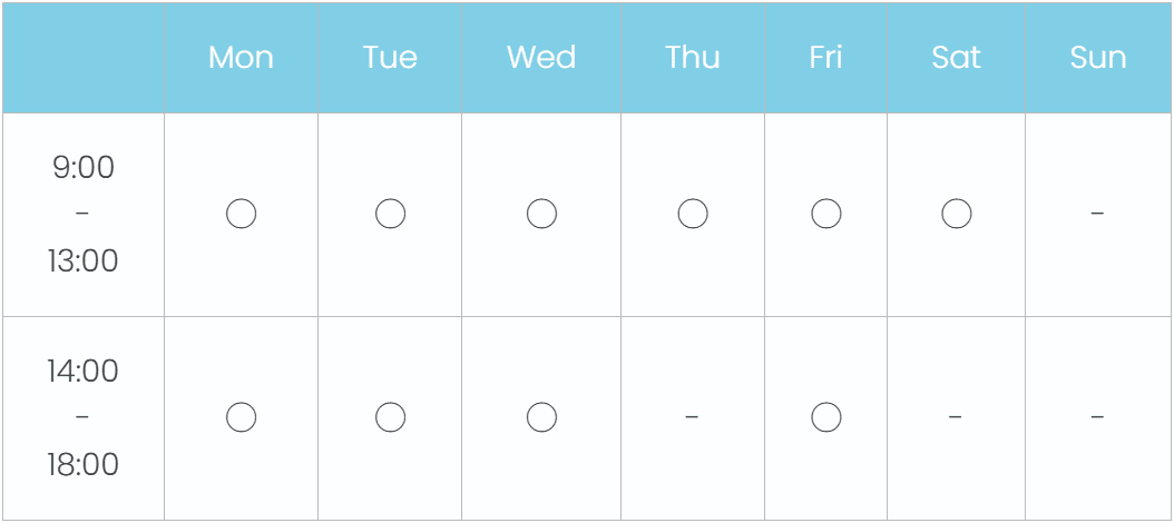New schedule: Weekdays, mornings 9:00 to 13:00 and evenings 14:00 to 18:00. Saturdays morning only. Sundays and public holidays closed.